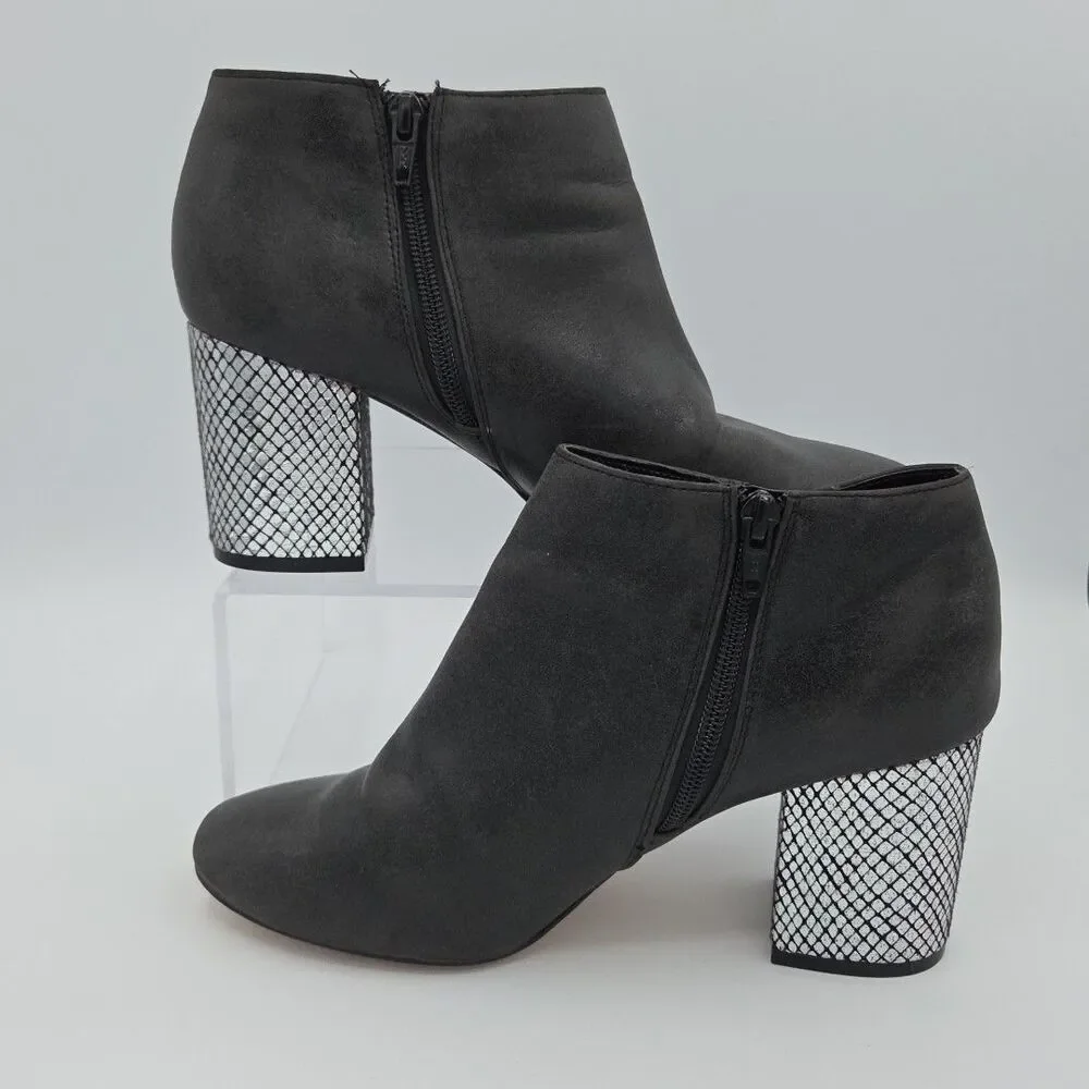 Katy Perry Women's Size 9 Corra Vegan Black ankle booties Shiny Block Heel EUC